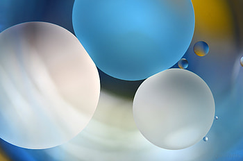 Abstract, water, blue, drop, white, oil, bubble HD wallpaper