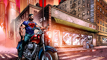 Superman On A Motorcycle, superman, superheroes, deviantart, artwork, artist HD wallpaper