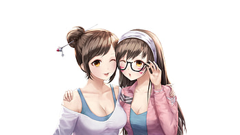 Cute, D.VA, Mei, overwatch, artwork HD wallpaper