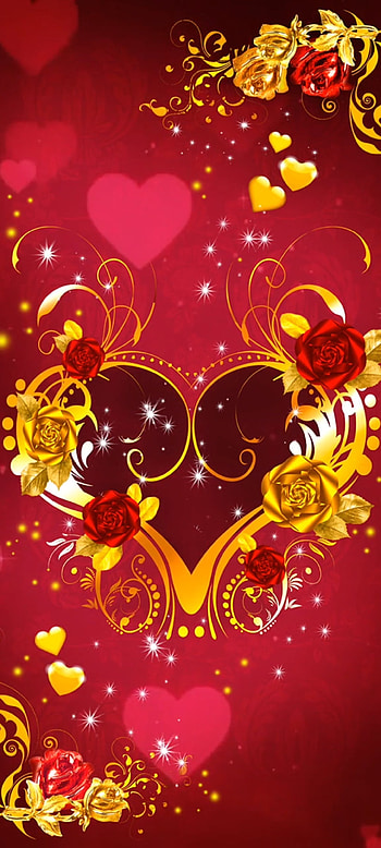 Love Rose gold Heart, red, luxury, valentine, flower HD phone wallpaper
