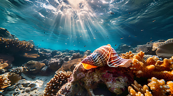 Sea snail underwater scenery, Sea snail, underwater, ocean, nature, coral HD wallpaper