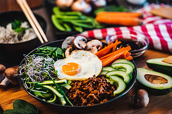Bibimbap delight, Colourful rice dish, Korean cuisine, Savoury flavours HD wallpaper