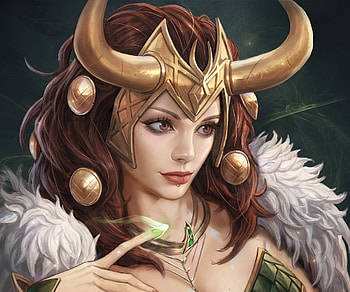 Lady Loki, loki, kim sung hwan, lady, fantasy, art, face, girl HD wallpaper