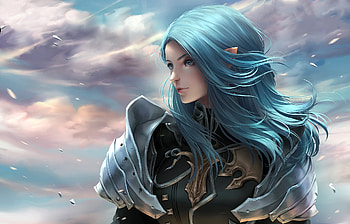 Blur hair, girl warrior, fantasy, art HD wallpaper