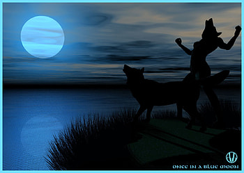 Full Moon Fantacy, fantacy, moon, art, nature, wolf, lake HD wallpaper