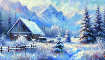 Frosty Winter Wonderland, frosty, winter, snow, cabin, mountain, Snowy Mountain HD wallpaper