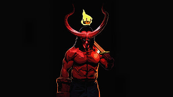 Hellboy, man with horns, 2019 movie, minimal, poster HD wallpaper