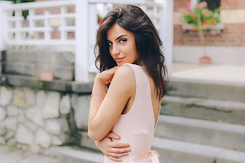 Pink Dress With Delicate Charm And A Playful Glance, girls, model HD wallpaper