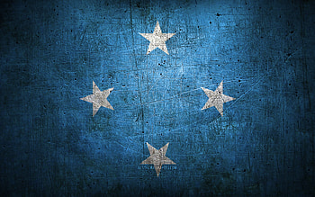 Micronesian metal flag, grunge art, oceanian countries, Day of Micronesia, national symbols, Micronesia flag, metal flags, Flag of Micronesia, Oceania, Micronesian flag, Micronesia HD wallpaper