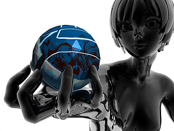 Metal Girl, robot, 3d, ball, girl, female, shere HD wallpaper