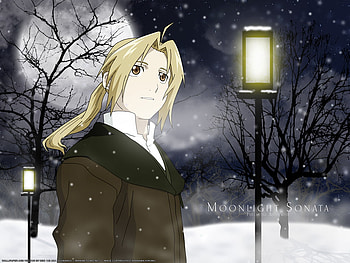 Edward, anime, moon, fullmetal alchemist, edward elric, cool HD wallpaper