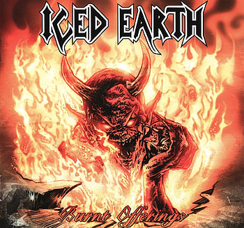 Iced Earth - Burnt Offerings, flames, devil, flame, demon, band, burnt, earth, heavy, music, logo, iced, iced earth, metal, fire, offerings, ice HD wallpaper