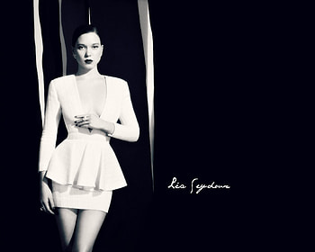 Lea Seydoux, white, black, bw, girl, actress, woman HD wallpaper