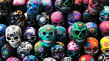Mexican art, colorful skulls HD wallpaper