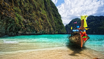 Nature, Shore, Bank, Bright, Colors, Color, Boat, Tropics, Wharf, Paints, Berth, Wreaths HD wallpaper