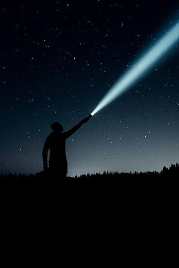 Night, Dark, Silhouette, Darkness, Ray, Flashlight HD phone wallpaper