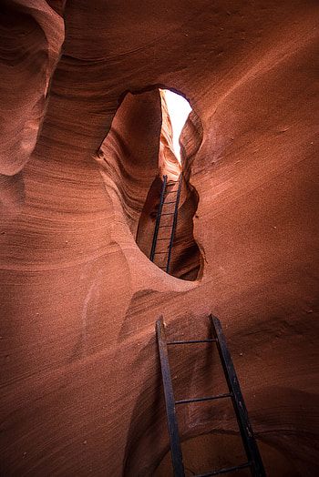 Nature, Canyon, Stone, Ladder, Stairs, Cave, Hole HD phone wallpaper