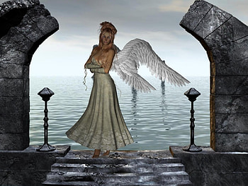 Angel, sky, abstract, fantasy HD wallpaper