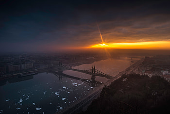 Amazing City Bridge Sunrise , city, bridge, sunrise, nature, dark HD wallpaper