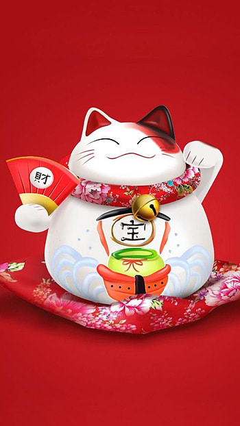 Japanese Lucky Cat, Maneki neko , Michelle Walker, Lucky cat HD phone wallpaper