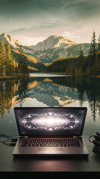 Inspirational Lake View Laptop, laptop, reflection, mountain, lake, nature HD phone wallpaper