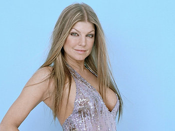 Stacey Ferguson (Fergie), nice blue eyes, sexy dress, long blond hair, pop singer, female HD wallpaper