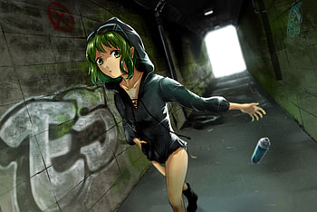 Anime, gren, spraycan, alley, vocaloid, gumi HD wallpaper