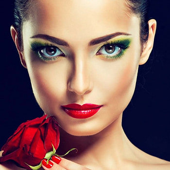 Fashion, sonyazhuravetc, rose, red, face, girl HD wallpaper