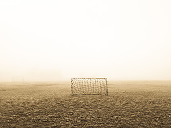 Sports, Football, Fog, Loneliness, Lawn, Gate, Goal HD wallpaper