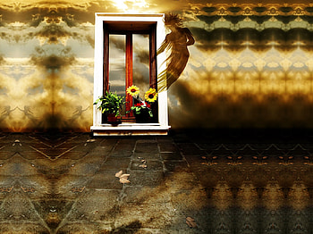 ghost inside the flower, cg, ghost, 3d, flower HD wallpaper