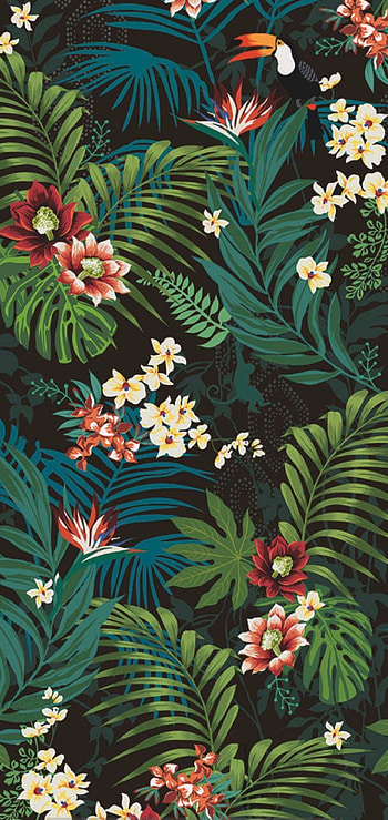Tropical Background, green, terrestrial_plant, blue HD phone wallpaper