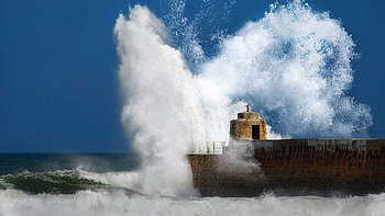 Nature, Sea, Pier, Ocean, Stone, Storm, Breakwater, Wave, Hit, Blow HD wallpaper