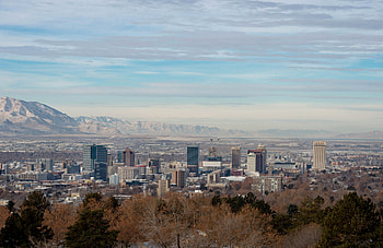 Salt Lake City skyline, Sunny skies, Utah HD wallpaper
