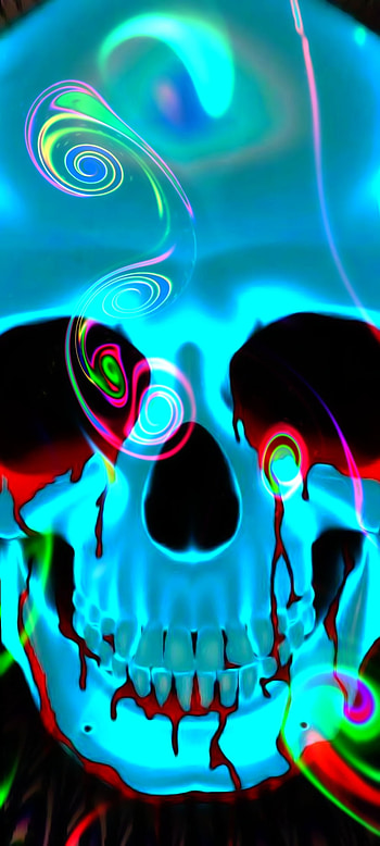 Neon Blue Swirl Skull HD phone wallpaper