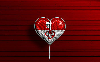 I Love Obwalden, , realistic balloons, red wooden background, Day of Obwalden, swiss cantons, flag of Obwalden, Switzerland, balloon with flag, Cantons of Switzerland, Obwalden flag, Obwalden HD wallpaper