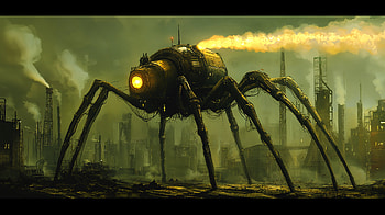 Dieselpunk Giant Spider: A Stunning Ultra, dieselpunk, giant spider, spider, steampunk, industrial HD wallpaper