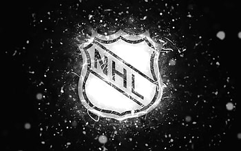 NHL white logo, , white neon lights, National Hockey League, black abstract background, NHL logo, cars brands, NHL HD wallpaper