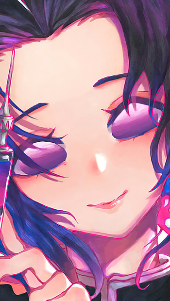 Shinobu Kosho de Kimet, eye, hair, Kimetsu no yaiba HD phone wallpaper