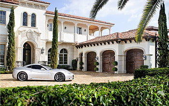 Mansion , Ferrari car, Haunted mansion, backgrounds HD wallpaper