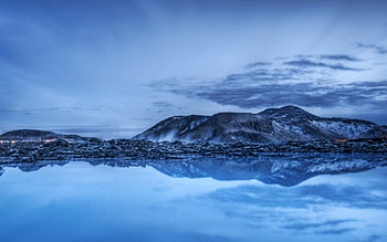 Blue Iceland, blue, reflection, sky, cloud, mountain HD wallpaper