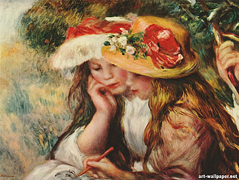 The Two Of Them, solving, problem, love, siblings, flowers, pencil, hats HD wallpaper