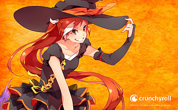 Crunchyroll-Hime, Crunchyroll, Anime, Virtual Youtuber, halloween, witch, orange (Color), anime halloween, Orange Anime HD wallpaper