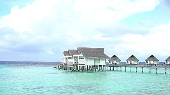 Tropical beach, Bungalow in maldives, Seafront getaway, Serene paradise HD wallpaper