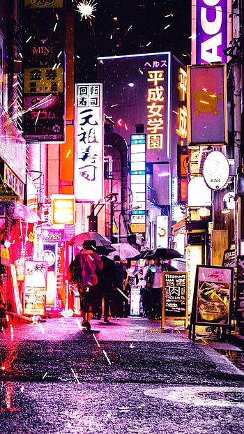 Japan street graphy, Tokyo nights, Neon lights, Travel art HD phone wallpaper