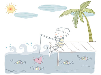 Love, Light, Drawing, , Light Coloured, Fishing HD wallpaper