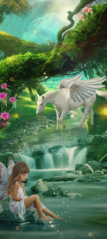 Mystical Forest, Beautiful, green, nature, Fairly HD phone wallpaper