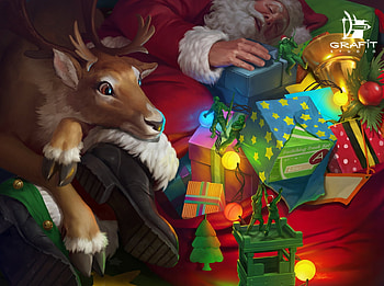 Tired Santa, tired, reindeer, craciun, fantasy, christmas, grafit studio, santa, sleep HD wallpaper