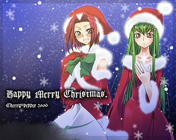 Christmas Code Geass, sexy, kallen, anime, snow, cc, santas, girls HD wallpaper
