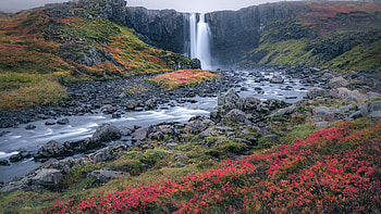 Landscape View Of Beautiful Waterfall From Rocks Algae Stones Stream Nature HD wallpaper