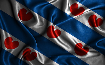 Friesland flag, , silk wavy flags, dutch provinces, Day of Friesland, fabric flags, Flag of Friesland, 3D art, Friesland, Europe, Provinces of Netherlands, Friesland 3D flag, Netherlands HD wallpaper